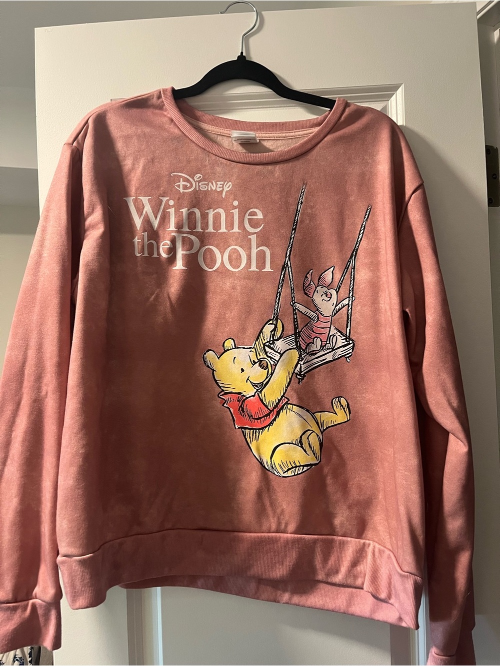 Disney Winnie the Pooh Crewneck Sweatshirt in Dusty Pink with Yellow Graphic